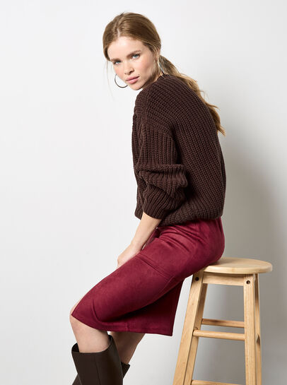 Split Front Suede Pencil Skirt