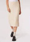 Aran Cable Knitted Midi Skirt, Stone, large