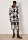 Large Check Shirt Midi Dress, White, large