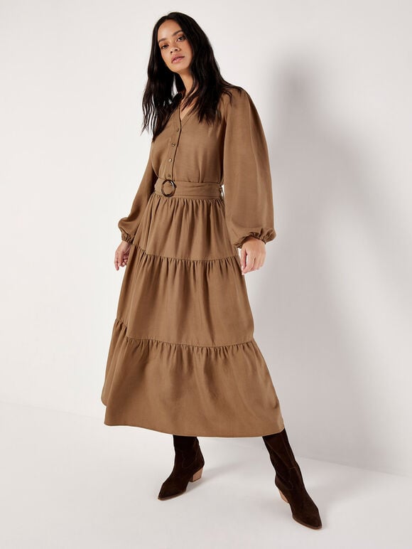 Balloon Sleeve Blouse, Brown, large