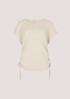 Waffle Knit Ruched T-Shirt, Stone, large