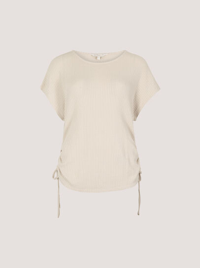 Waffle Knit Ruched T-Shirt
