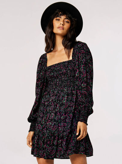 Paisley Milkmaid Mini Dress