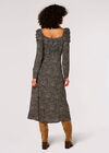 Ruched Milkmaid Midi Dress, Black, large