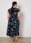Watercolour Floral Smocked Maxi Dress, Navy, large