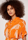 Palm Print Cropped Shirt, Orange, large