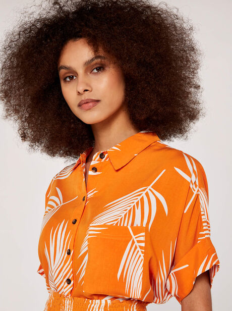 Palm Print Cropped Shirt