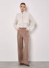 Faux Fur Ribbed Knit Cardigan, Cream, large