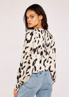 Cow Print Satin Top, Stone, large