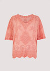 Embroidered Cotton Top, Pink, large