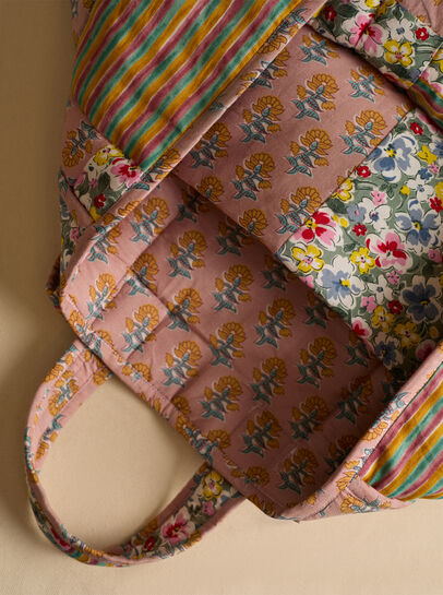 Printed Patchwork Cotton Tote Bag