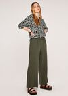 Shirred Wide Leg Trouser, Khaki, large