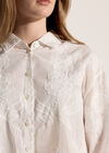 Embroidered Floral Cotton Shirt, White, large