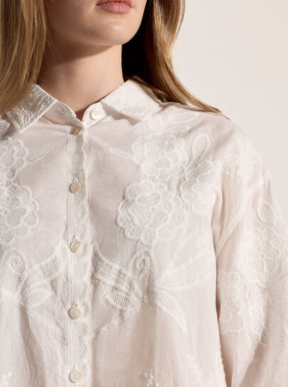 Embroidered Floral Cotton Shirt