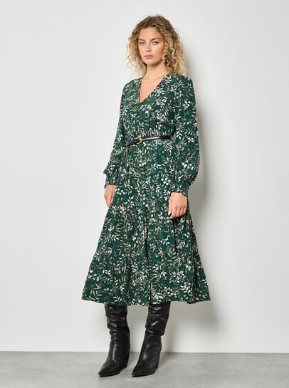 Eucalyptus Print Tiered Maxi Dress
