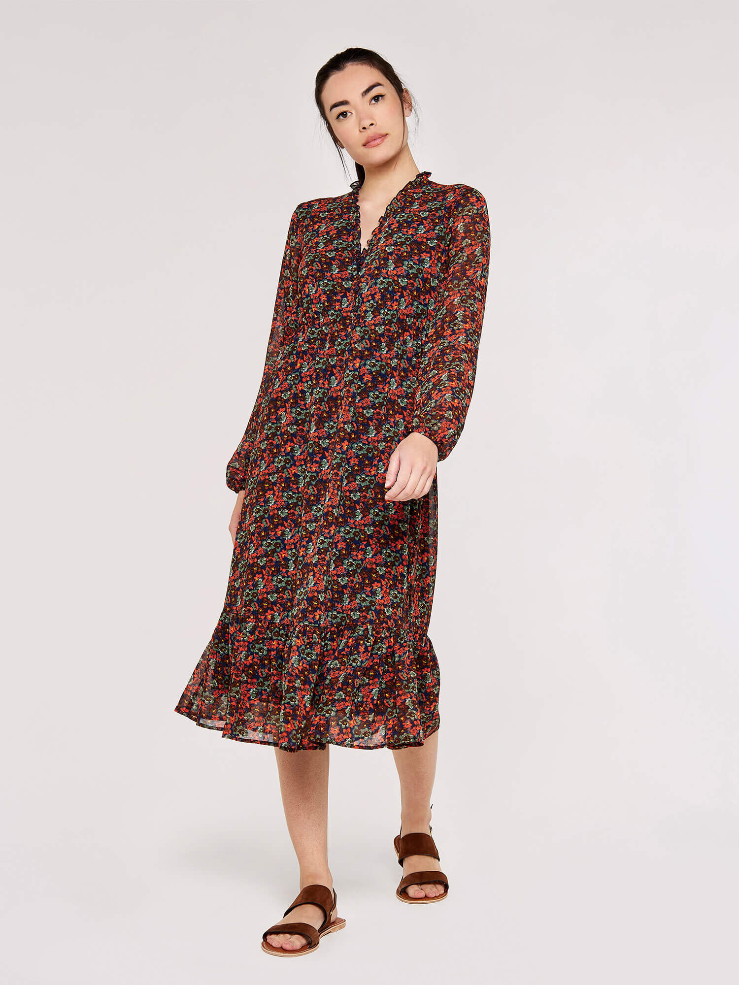 Jigsaw leopard print ruffle dress sale