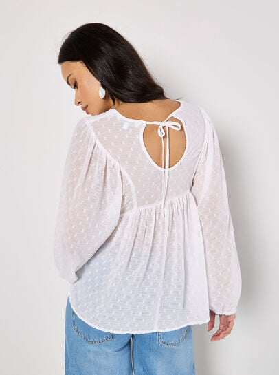 Dobby Bead Embellished Empire Top