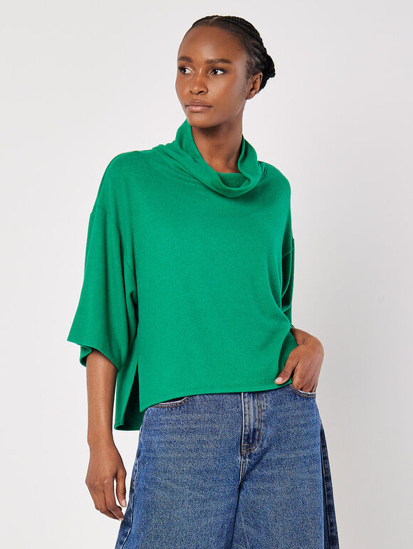 Soft Touch Cowl Neck Top, Green, large