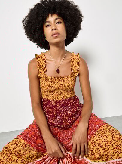 Patchwork Floral Paisley Maxi Dress