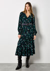 Eucalyptus Leaf Print Maxi Dress, Black, large