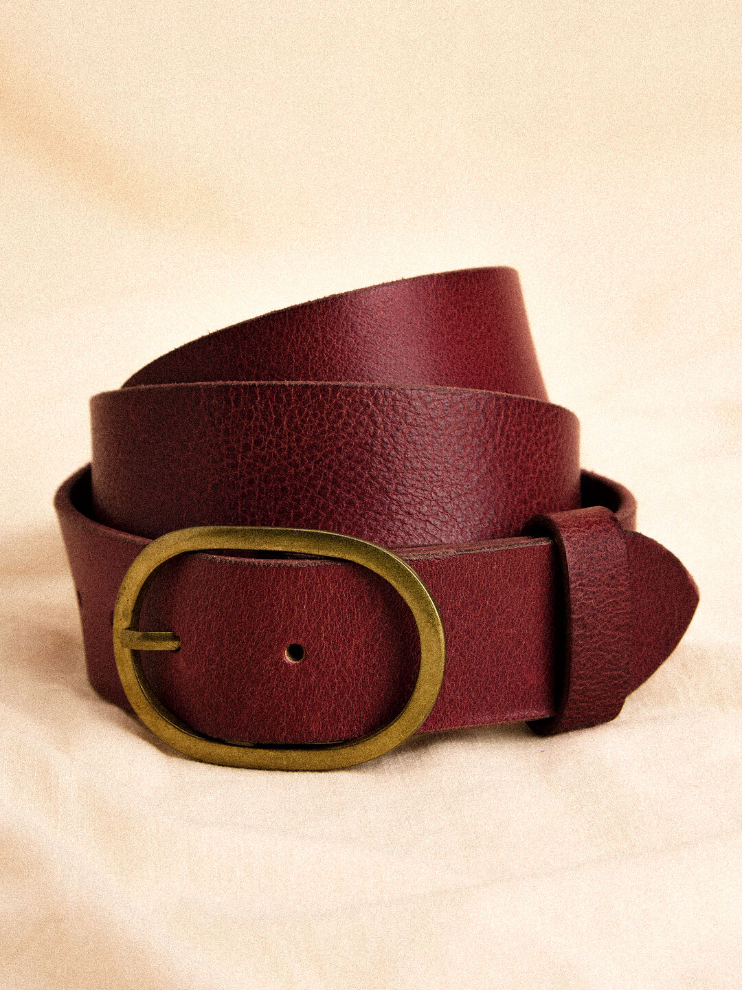 Red Leather Gold Buckle Belt