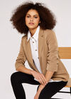 Open Rushed Sleeve Blazer, Stone, large