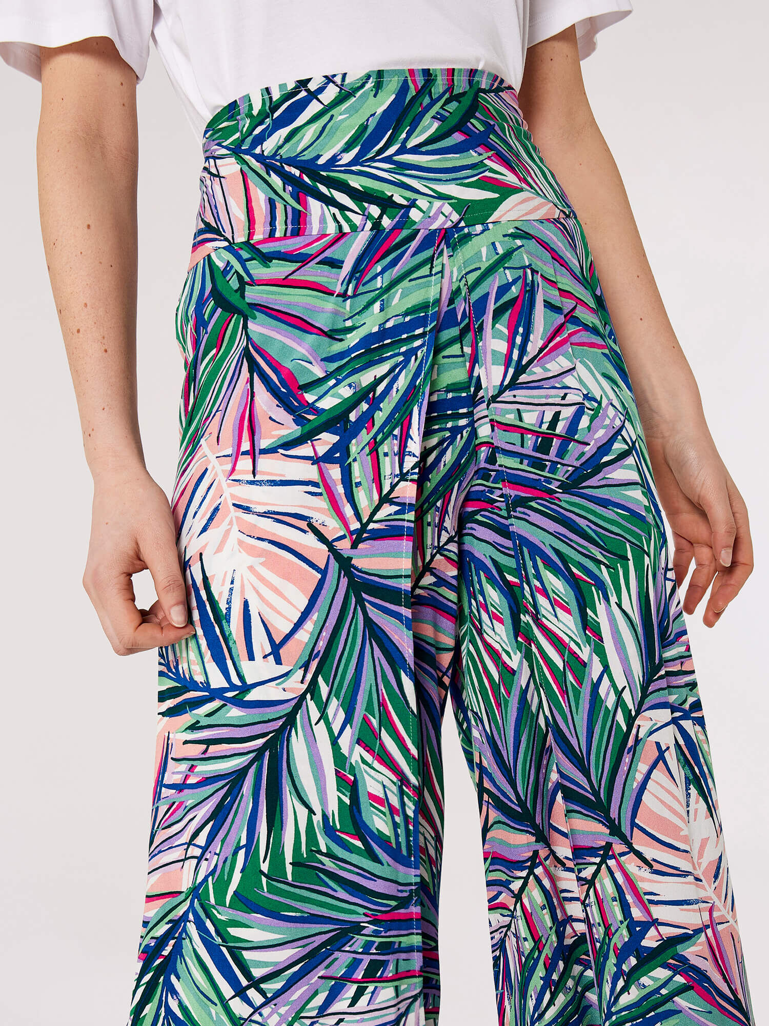 Apricot palm print trousers cheap
