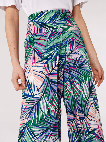Palm Print Wrap Trousers