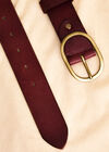 Red Leather Gold Buckle Belt, Red, large