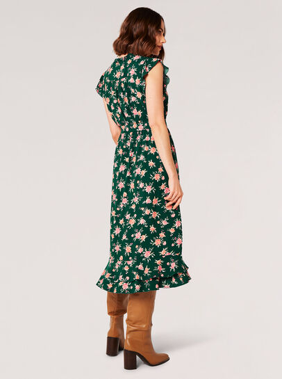 Ditsy Painterly Rose Midi Dress