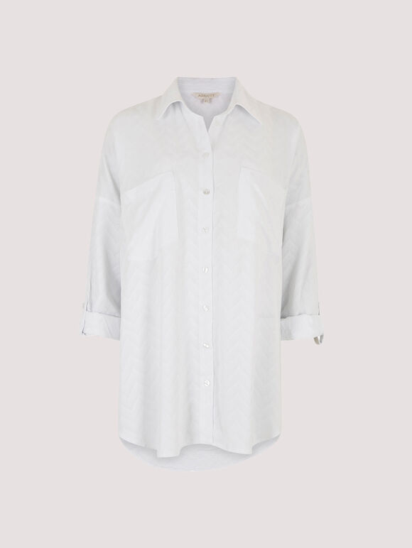 Chevron Jacquard Shirt, White, large