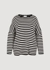 Curve Stripe Heavy Knit Jumper, Black, large