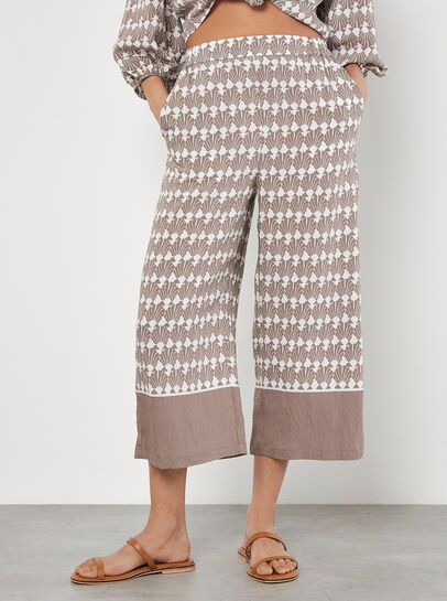 Pantalon Jupe-Culotte En Tissu Géo