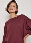 Ribbed Cocoon Mini Dress, Burgundy, large