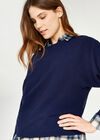 Rib Knit Batwing Jumper, Navy, large