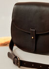 Leather Flap Crossbody Bag, Brown, large