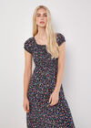 Garden Floral Milkmaid Midi Dress, Navy, large