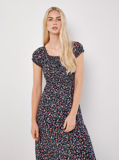 Garden Floral Milkmaid Midi Dress