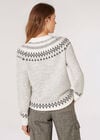 Fair-Isle-Pullover mit Edelsteinverzierung, Grau, Größe L