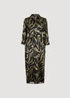 Textured Satin Zebra Midi Dress, Khaki, large