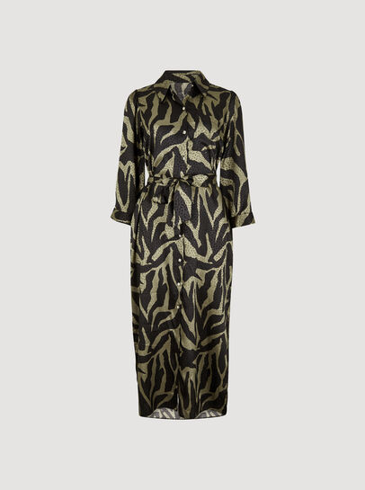 Textured Satin Zebra Midi Dress