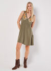 Embroidered Blooms Swing Mini Dress, Khaki, large