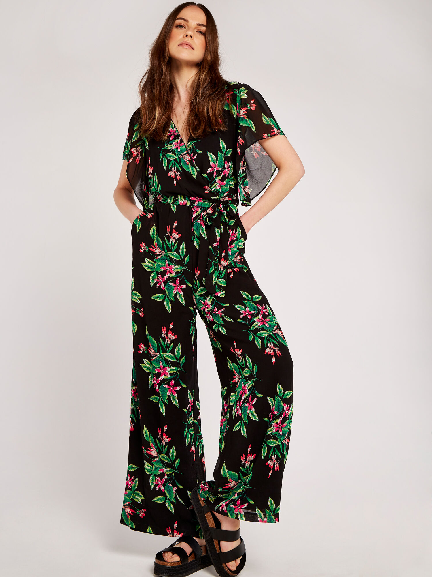Tropical jumpsuit with hotsell sleeves