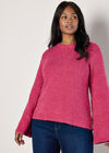 Curve Bell Sleeve Boucle Jumper, Fuchsia, large