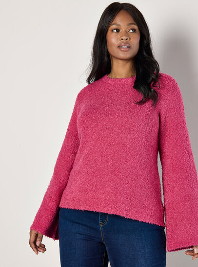 Curve Bell Sleeve Boucle Jumper