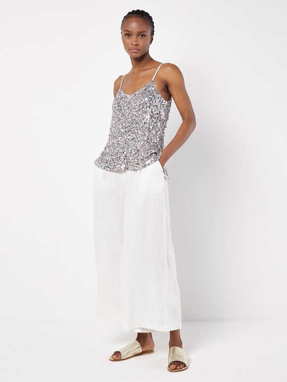Sequin Embellished Camisole Top, Mint, large