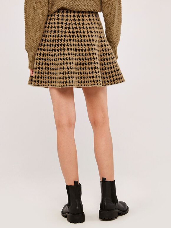 Dogtooth Mini Skirt, Stone, large