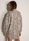 Leopard Print Cotton Denim Shacket Mini Dress, Grey, large