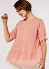Recycled Crinkle Tiered Top, Pink, large