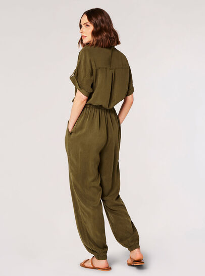 Drawstring Waist Utility Jumpsuit